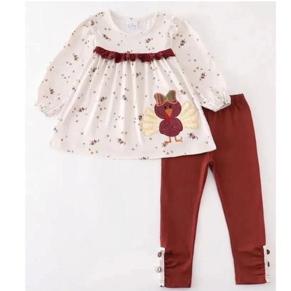 Other - Boutique Thanksgiving Turkey Girls Tunic & Leggings Outfit Set